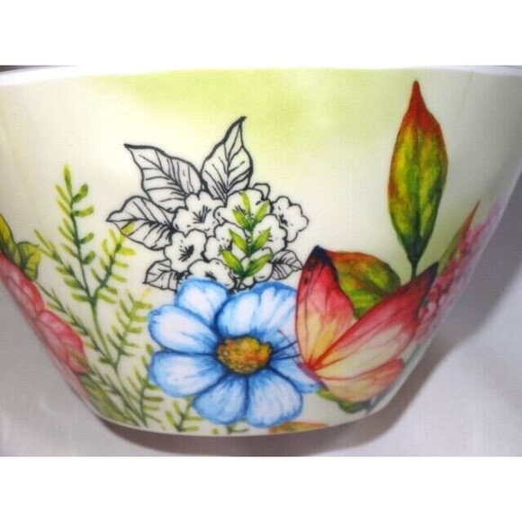 Studio California Soup Dessert Cereal Bowl Butterfly Floral Garden Melamine Gift - Picture 5 of 6